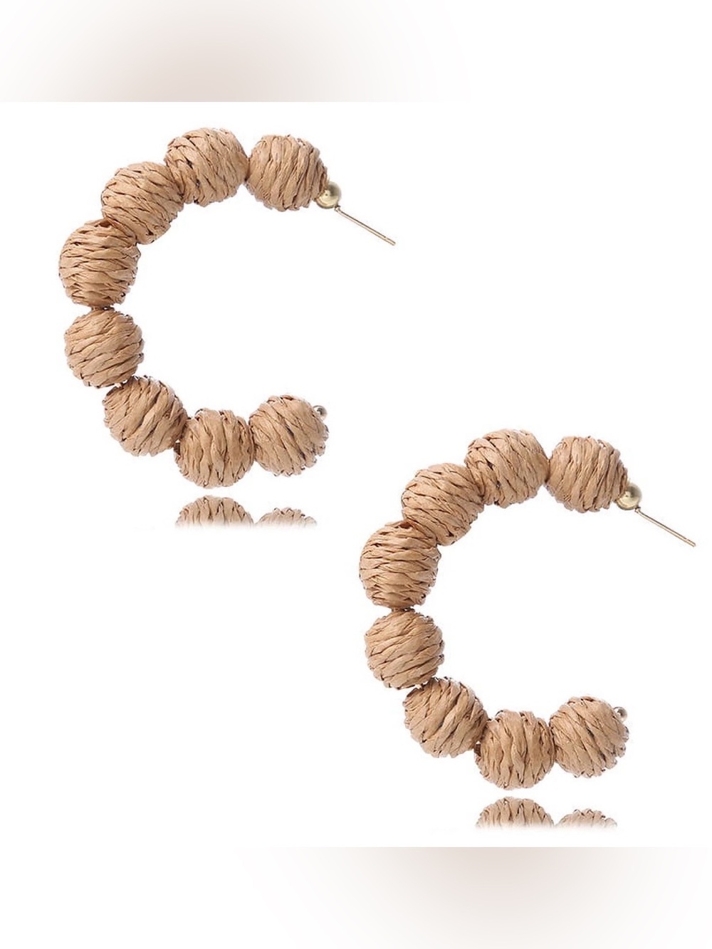 Natural Tan Woven Hoop Earrings - Unbranded - Picture 3 of 6